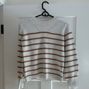 Banana Republic Women's Sweater - Cream and Brown Stripes